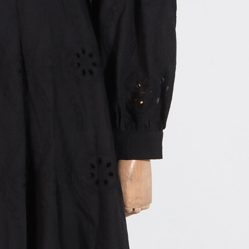 ABITO MIDI RETRO MONOPETTO IN PIZZO CAVO NERO