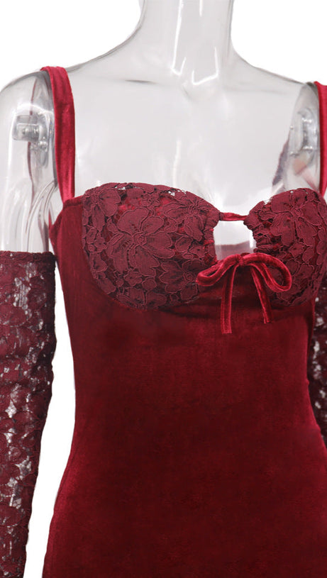 VELVET MAXI DRESS IN WINE