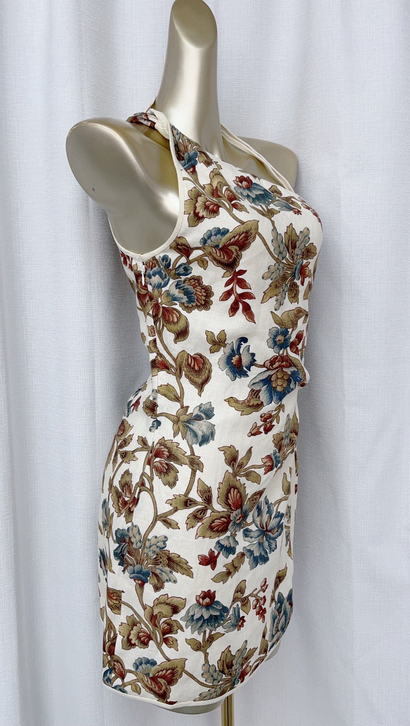 FLORAL PRINT ASYMMETRIC MINI DRESS