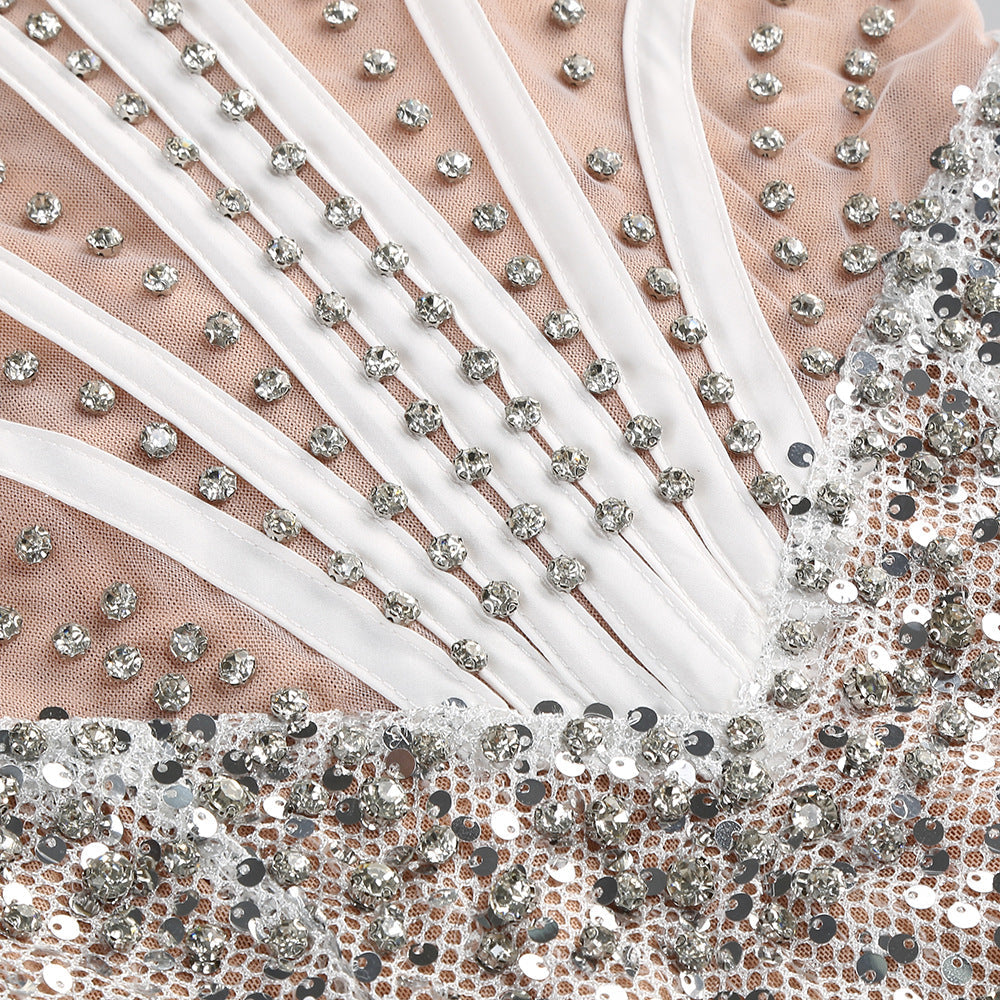 AIIZIE ANNABELLE SMOT SHOULDER CHAIN RHINESTONE SEQUIN DRESS - product image