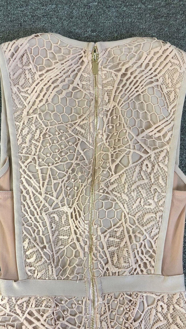 AIIZIE GLORIA LACE BANDAGE MIDI DRESS IN BLUSH - product image