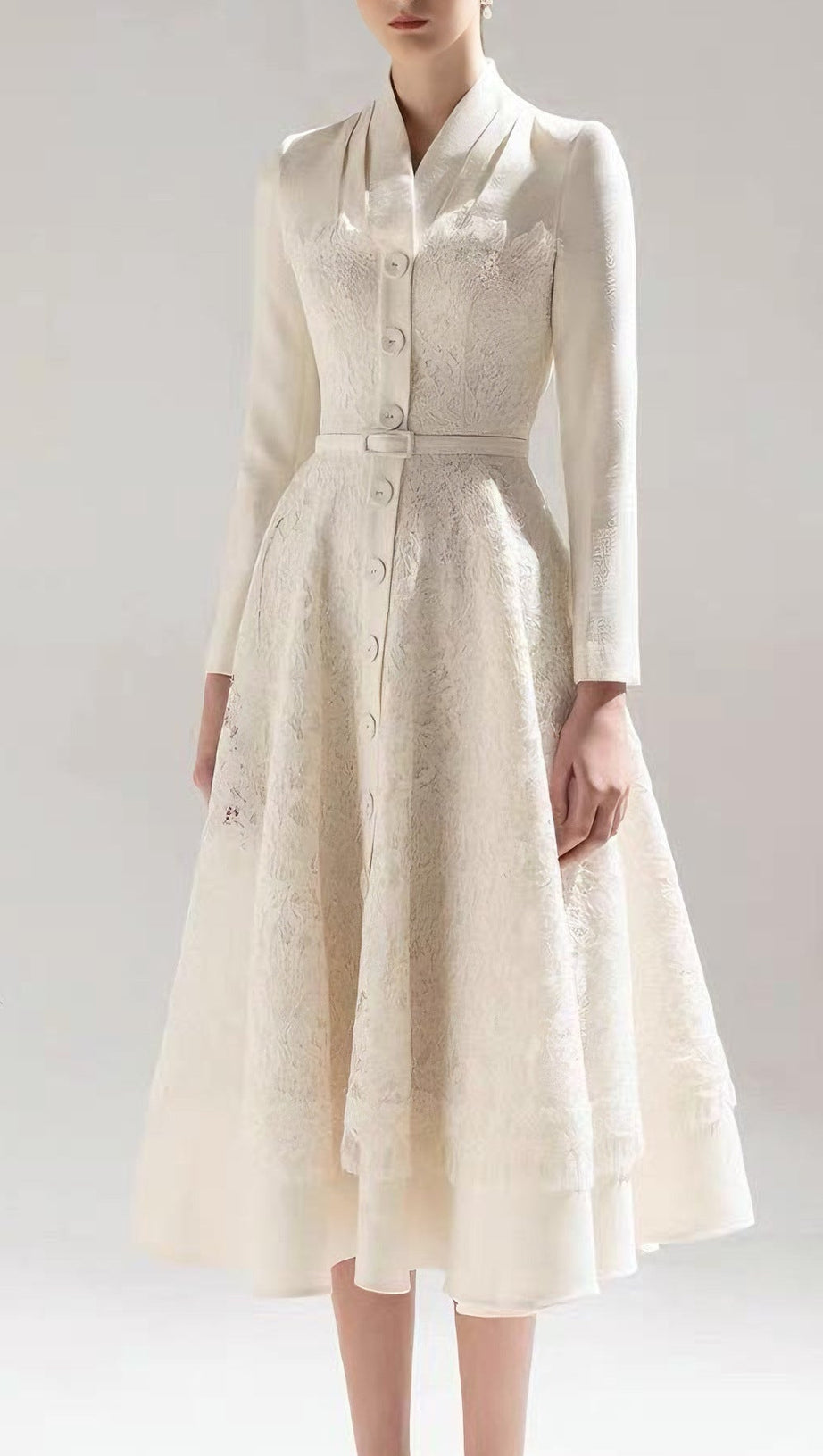 Apricot Patchwork Lace Midi Blazer Dress