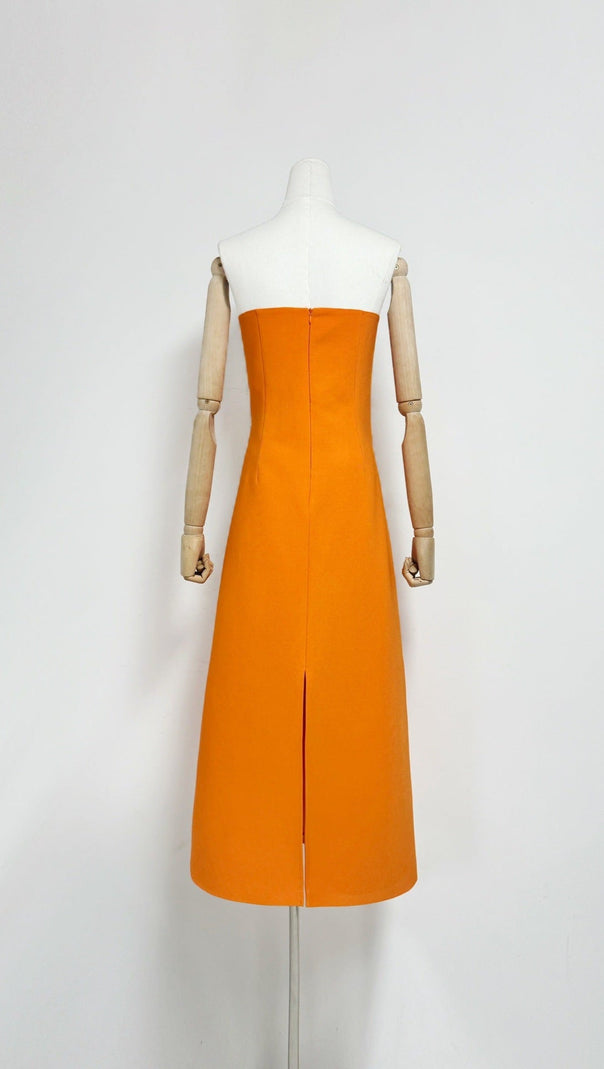AIIZIE SUZANNE APPLIQUÉ FLORAL BUSTIER MAXI DRESS IN ORANGE - product image