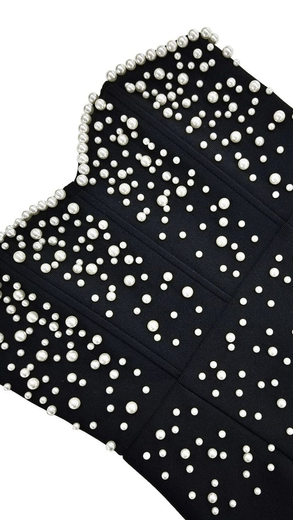 AIIZIE PEARL BANDAGE MAXI DRESS TUBE TOP FISHTAIL BLACK - product image