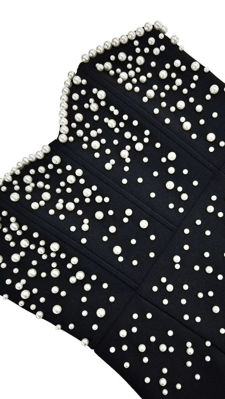 Pearl Bandage Maxikleid Tube Top Fishtail Schwarz 