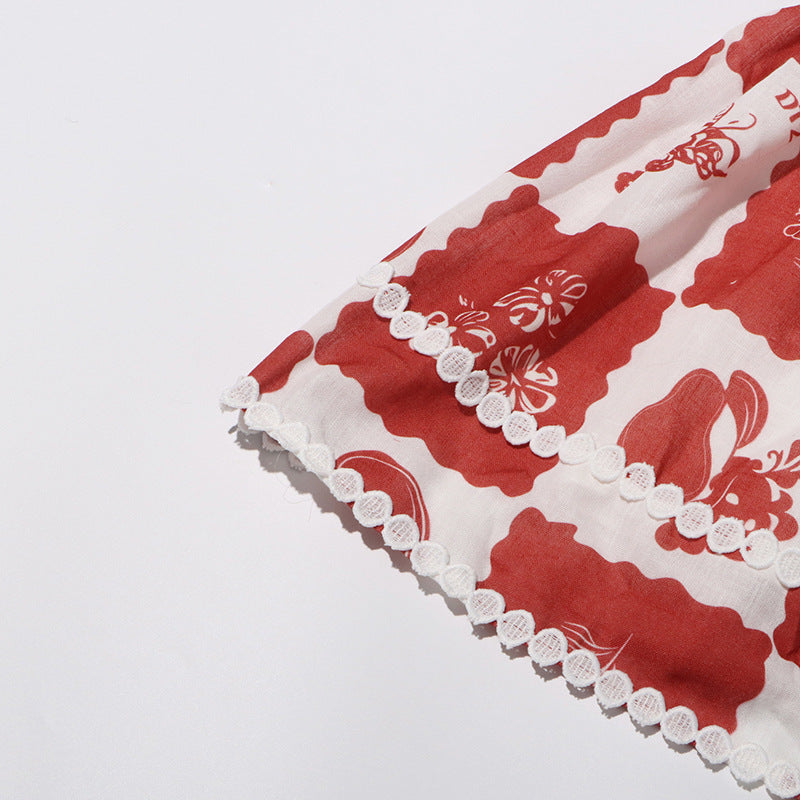 ABITO CON STAMPA MULTICOLORE E SCOLLO A V