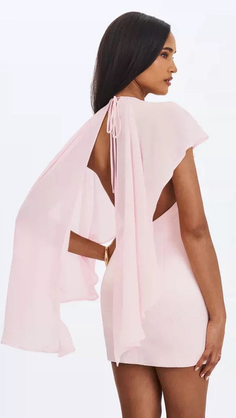 wendy cape  bodycon mini dress - pink