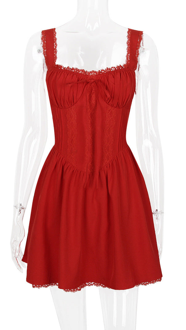 MINI ABITO CON CORSETTO IN PIZZO BIANCO 