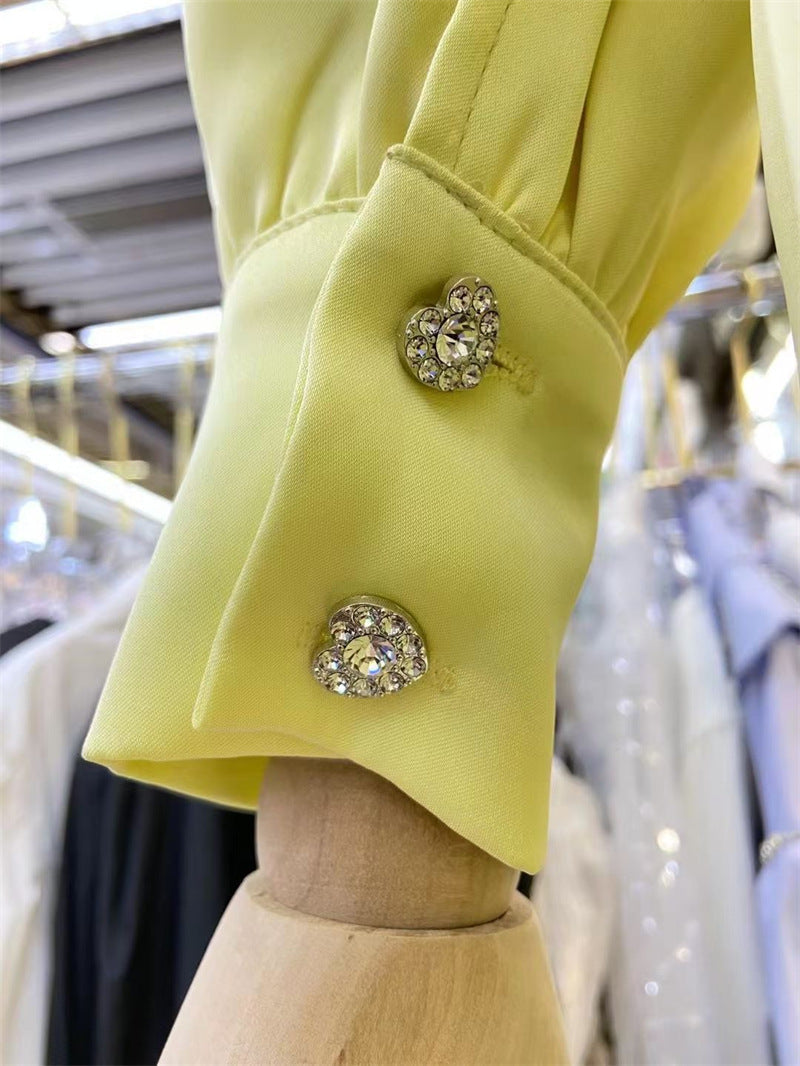 AIIZIE PEARL CRYSTAL EMBELLISHED YELLOW MINI DRESS - product image