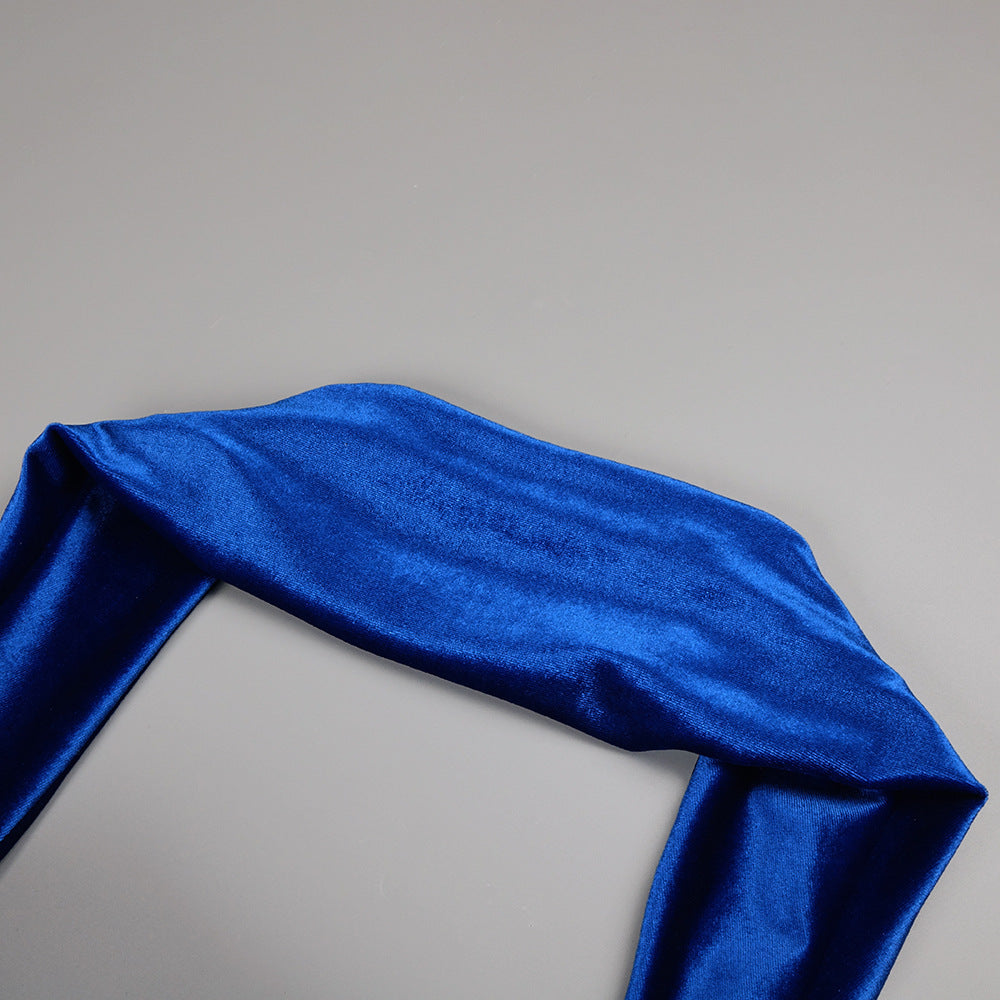 AIIZIE JOSEPHINE OFF-SHOULDER VELVET SASH GOWN IN BLUE - product image
