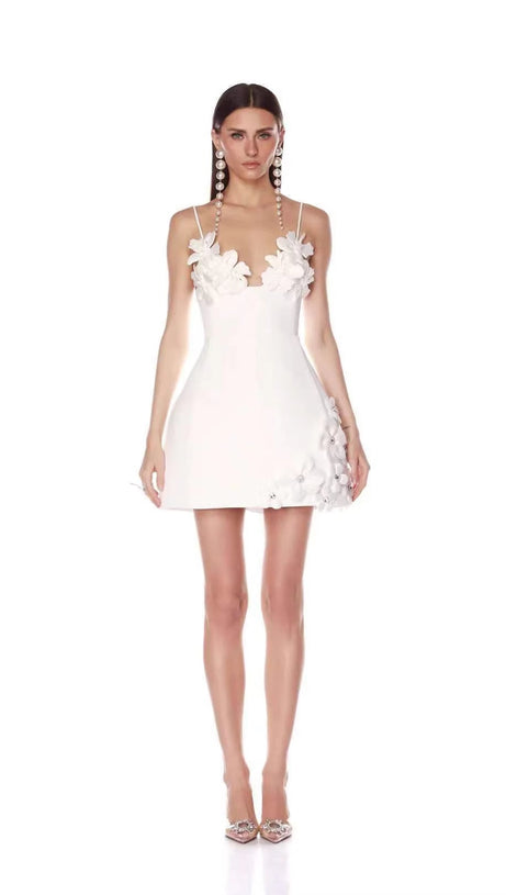 lyuba 3d flower embellished A-line mini dress - white
