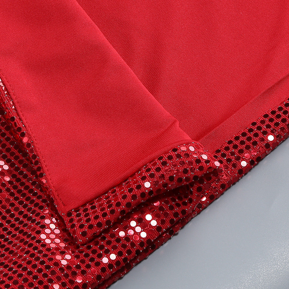 AIIZIE FLOWER EMBELLISHED CUTOUT SEQUIN MAXI DRESS IN RED - product image