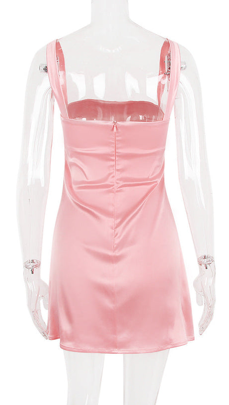 MINI ABITO IN RASO ROSA