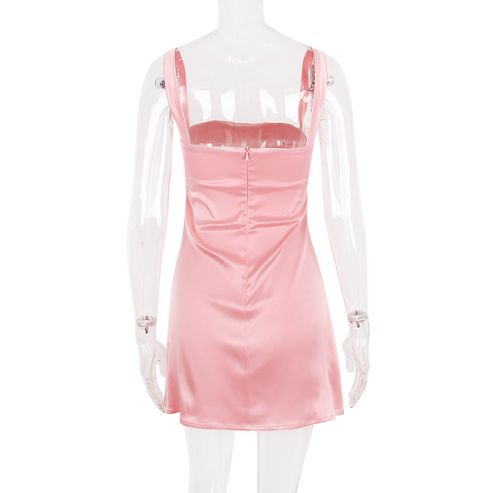 AIIZIE PINK SATIN MINI DRESS - product image