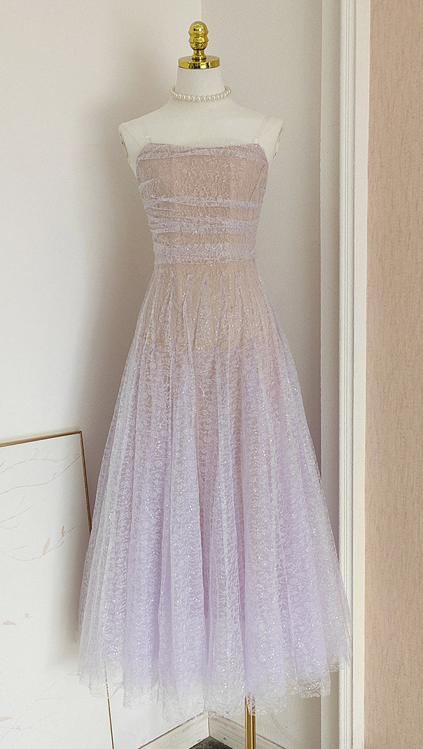 AIIZIE CAROL DRAPED LACE MAXI DRESS IN VIOLET - product image