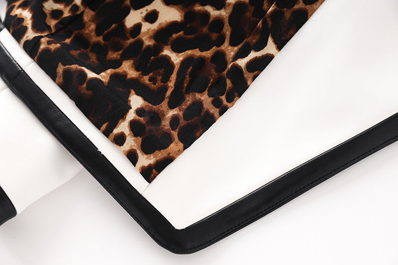 PU LEATHER RHINESTONE BOTTOM BLAZER IN WHITE