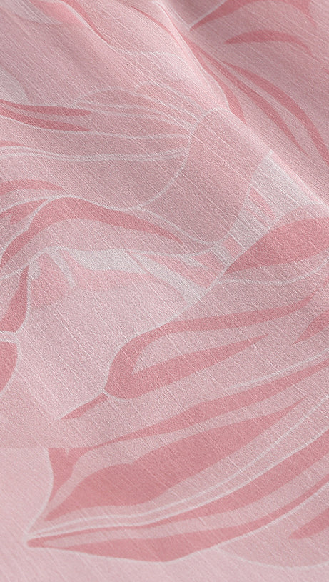 ARES FLORAL-PRINT RUFFLED SILK MIDI DRESS IN PINK