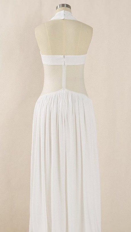HILARY HALTER NECK RUFFLE MAXI DRESS IN WHITE