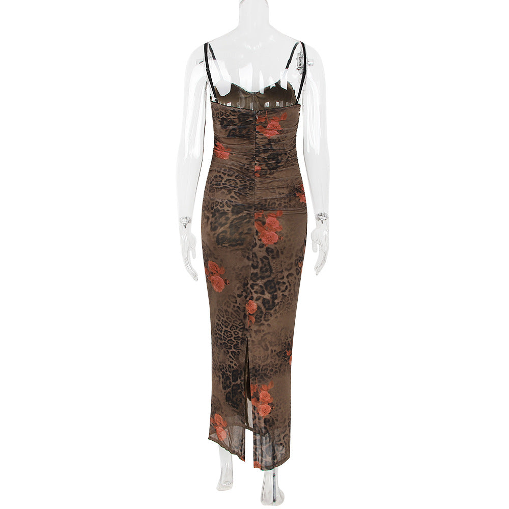 AIIZIE FLORAL PRINT LEPOARD MAXI DRESS - product image