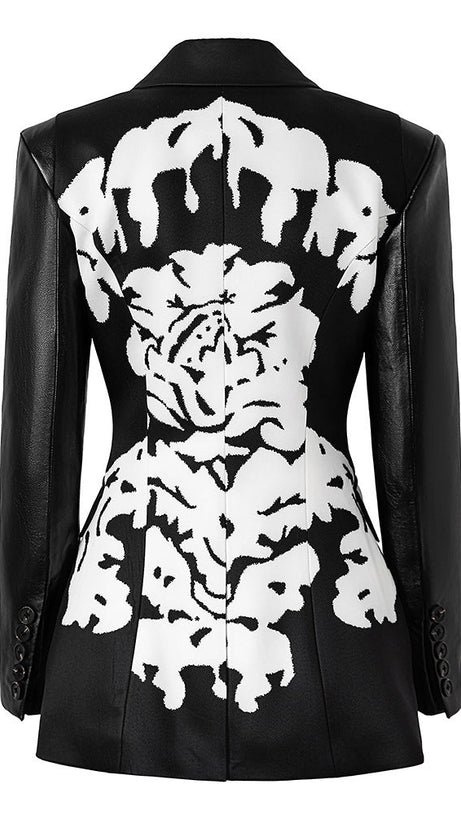 DAMASK DRIPPING BLAZER MINI DRESS IN BLACK