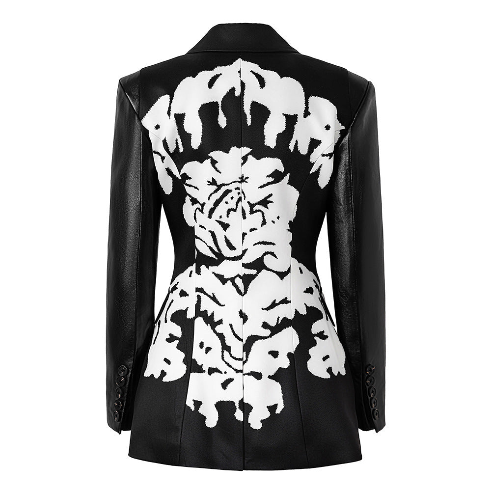 Damask Dripping Blazer Minikleid in Schwarz