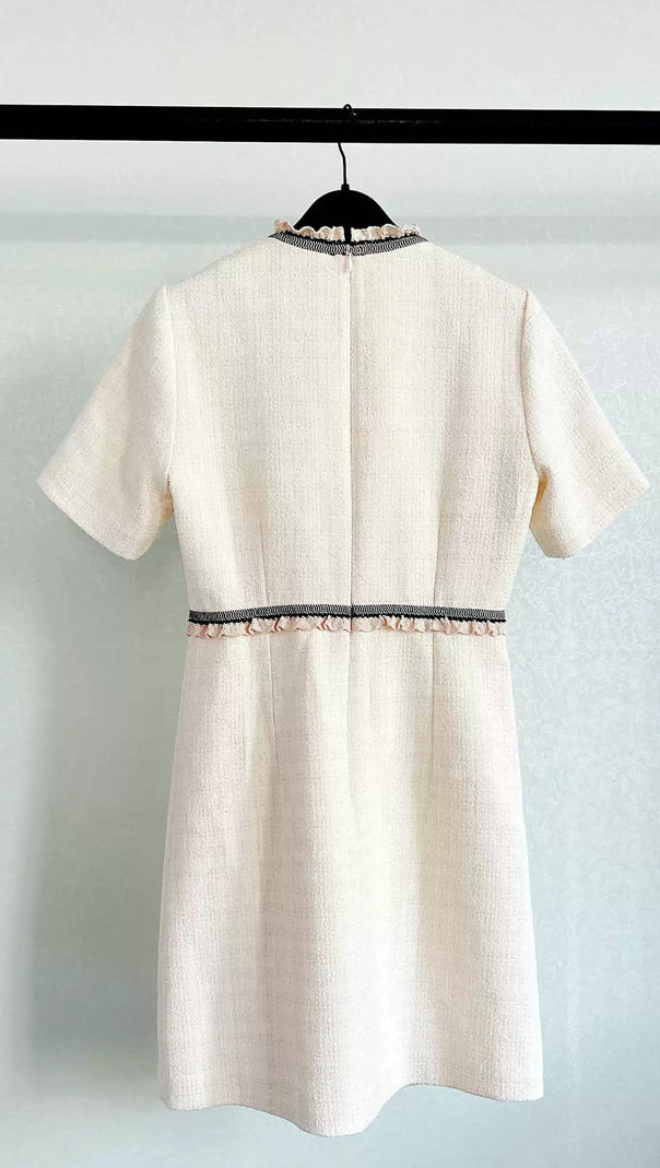 AIIZIE POLLY APRICOT RUFFLE TRIM COLLAR MINI DRESS - product image