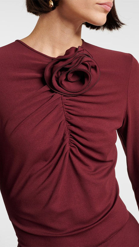 BALLARD RUCH SPLIT FLOWER BODYCON MAXI DRESS