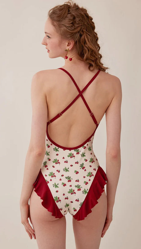 DANDY STRAWBERRIES PRINTED ONE-PIECE SWIMSUIT