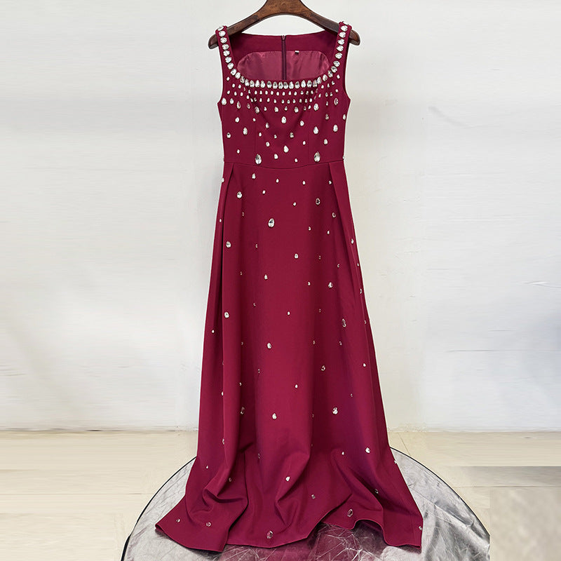 yellow beaded diamond sleeveless vest dress