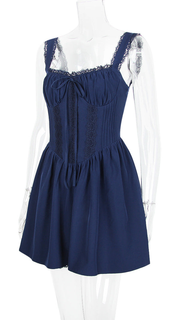 MINI ABITO CON CORSETTO IN PIZZO BIANCO 