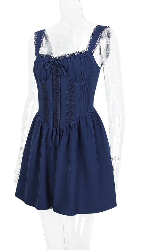 LACE CORSET MINI DRESS IN WHITE