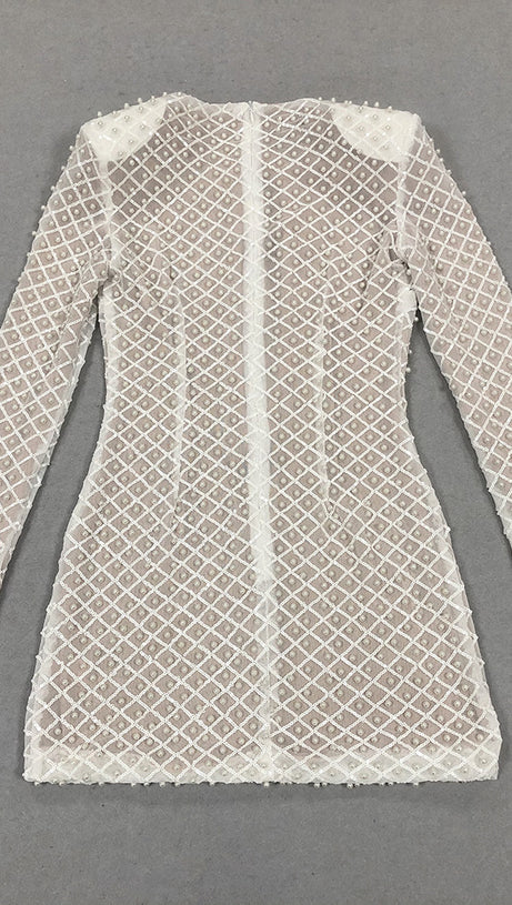 SEXY TUBE TOP MINI DRESS WITH PEARL EMBELLISHMENT