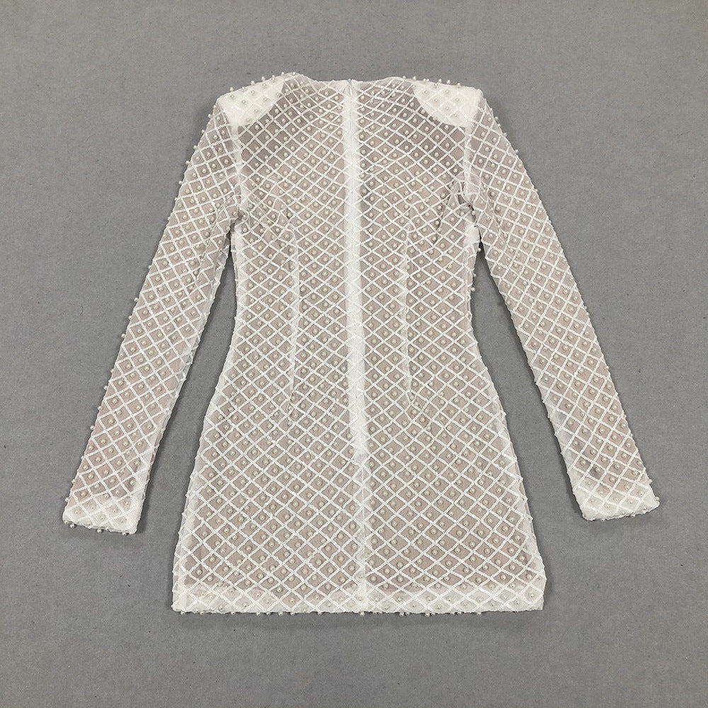 AIIZIE SEXY TUBE TOP MINI DRESS WITH PEARL EMBELLISHMENT - product image