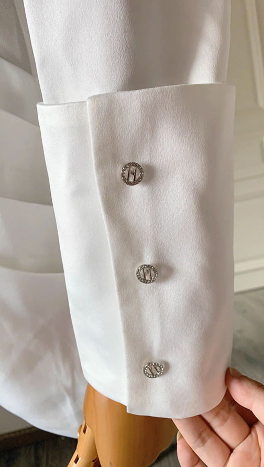 ALYSSA DEEP V SEE-THROUGH FISHBONE PLEATED HIP BLAZER MINI DRESS IN WHITE