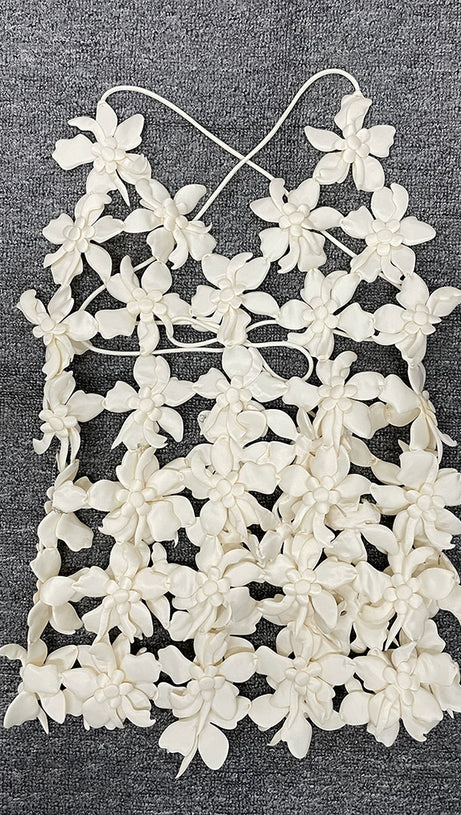 GRISELDA CUTOUT APPLIQUÉD COTTON TOP IN WHITE