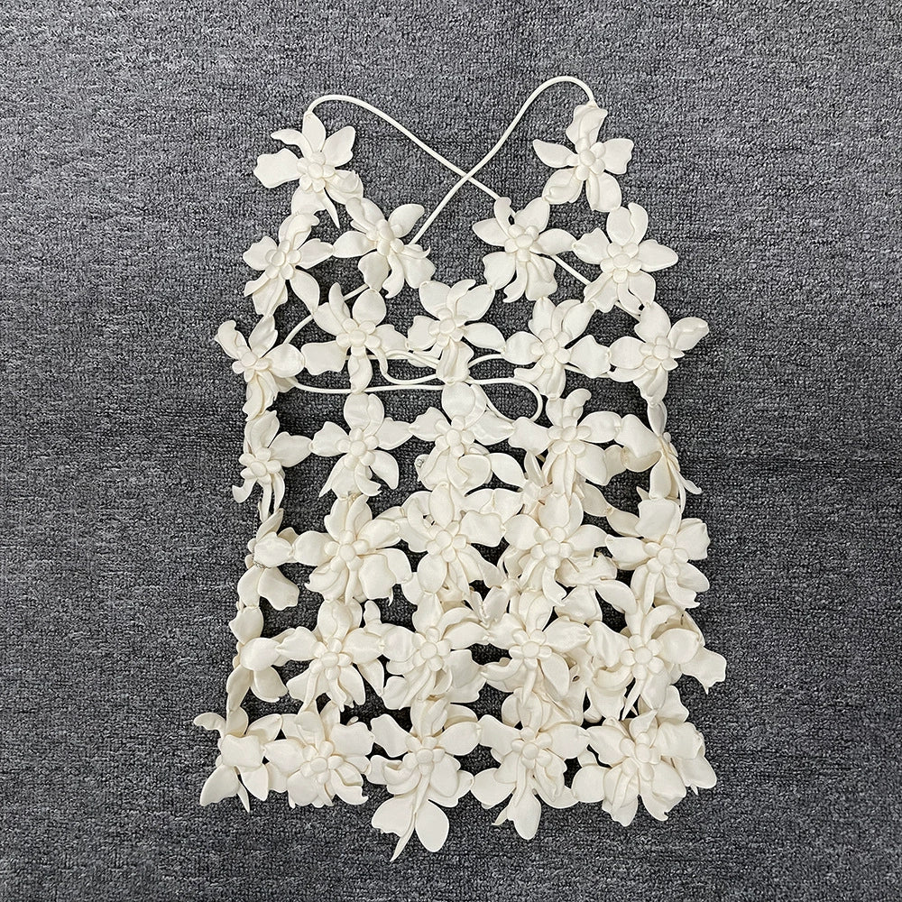 AIIZIE GRISELDA CUTOUT APPLIQUÉD COTTON TOP IN WHITE - product image