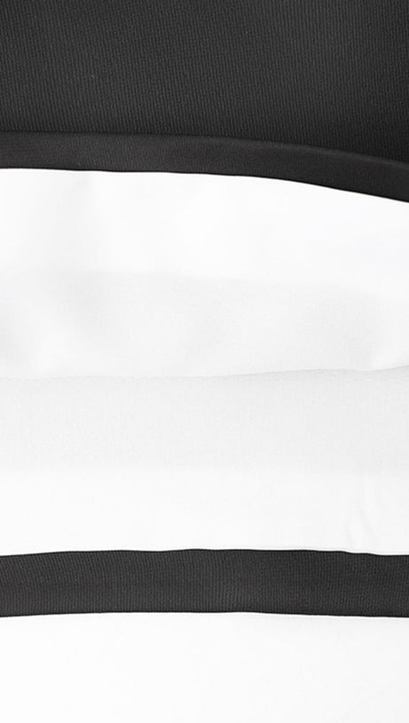 ARLENE BLACK LONG SLEEVED CUT OUT SILK TAFFETA MIDI DRESS