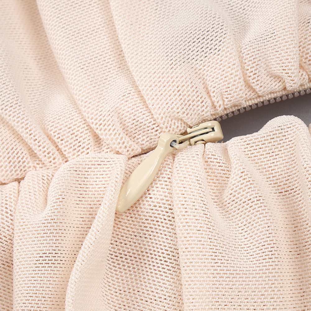 AIIZIE XANTHE APRICOT 3D FLOWER RUCHED MESH JUMPSUIT - product image