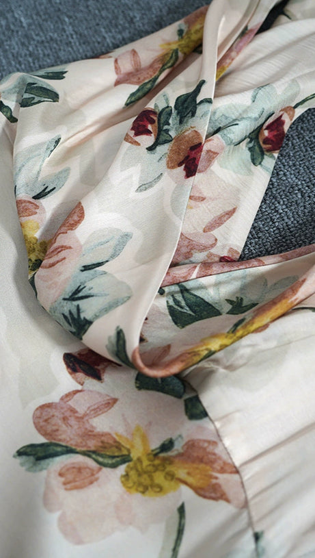 FLORAL DRAPED MAXI DRESS