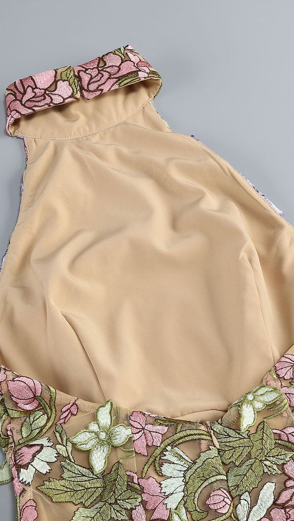 AIIZIE URSULA FLORAL PRINT HALTER NECK MINI DRESS - product image