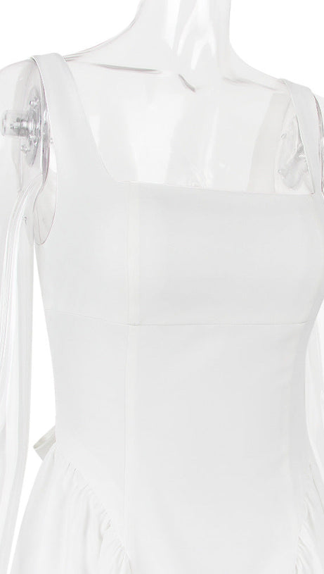 BACKLESS BOW MINI DRESS IN IVORY