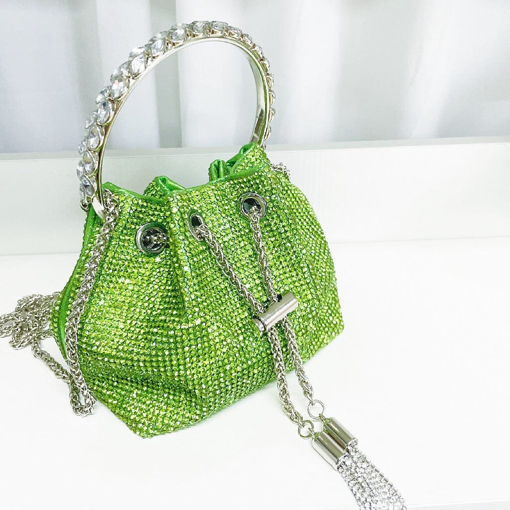 AIIZIE CRYSTAL EMBELLISHED BUCKET BAG IN GREEN - product image