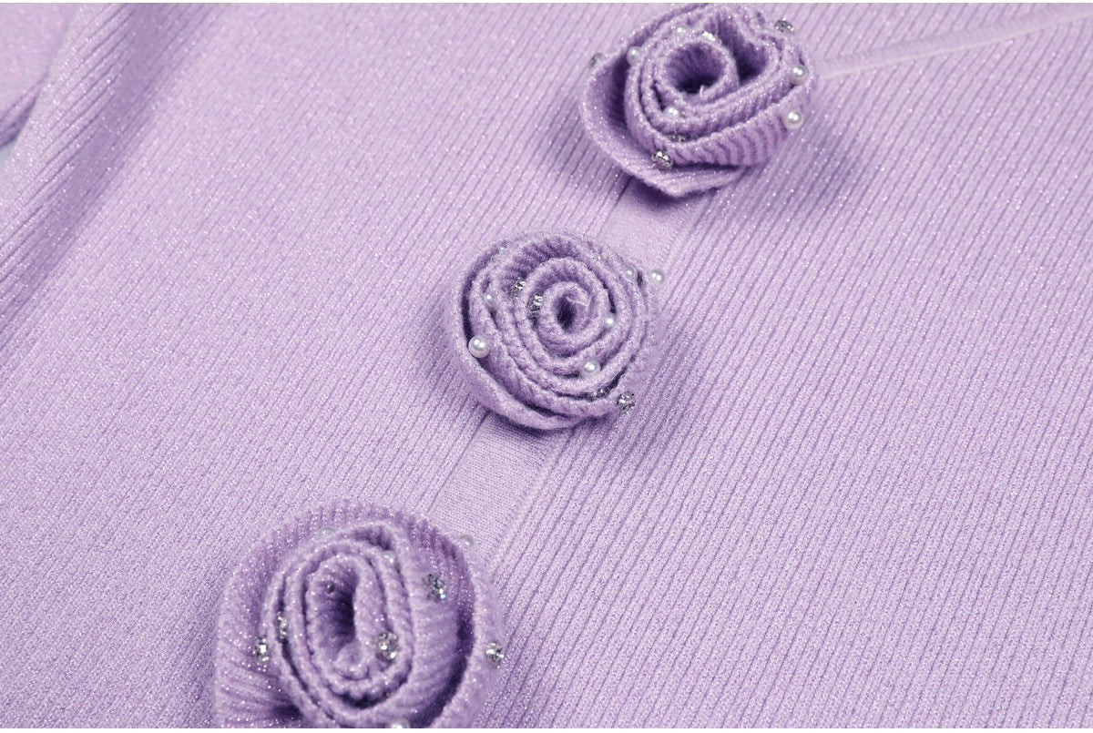 Minikleid aus Blumenstrick in Blasslila