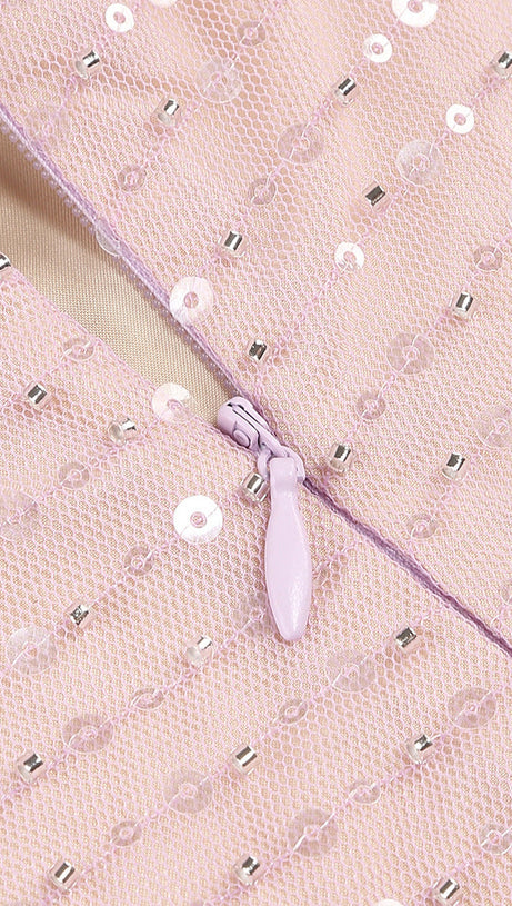 SEQUIN GLITTERING MAXI DRESS IN PALE PURPLE