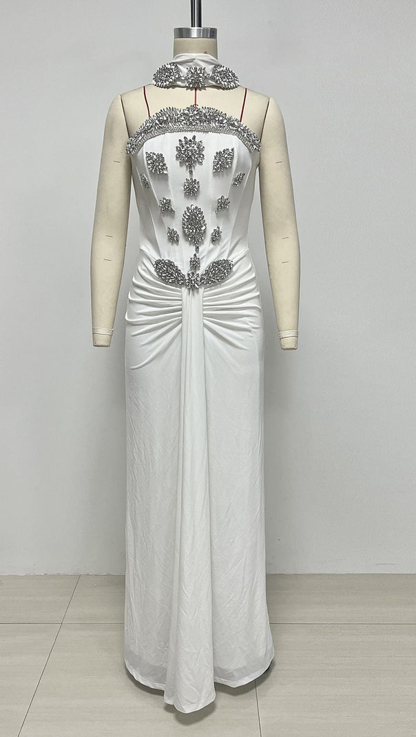 AIIZIE White Strapless Corset Evening Gown with Cape - product image