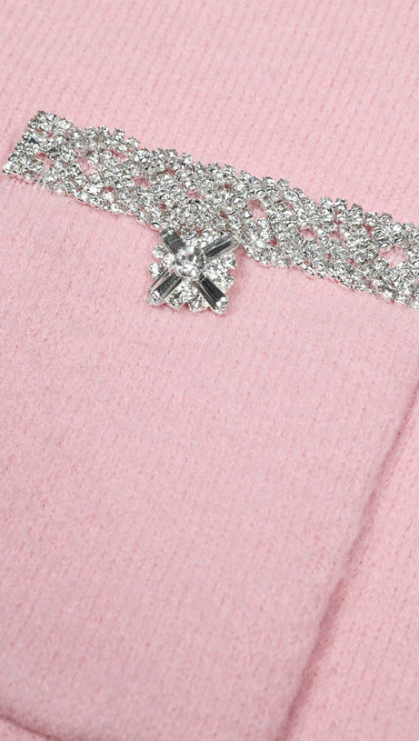 KNITTED MIDI SKIRT IN PINK