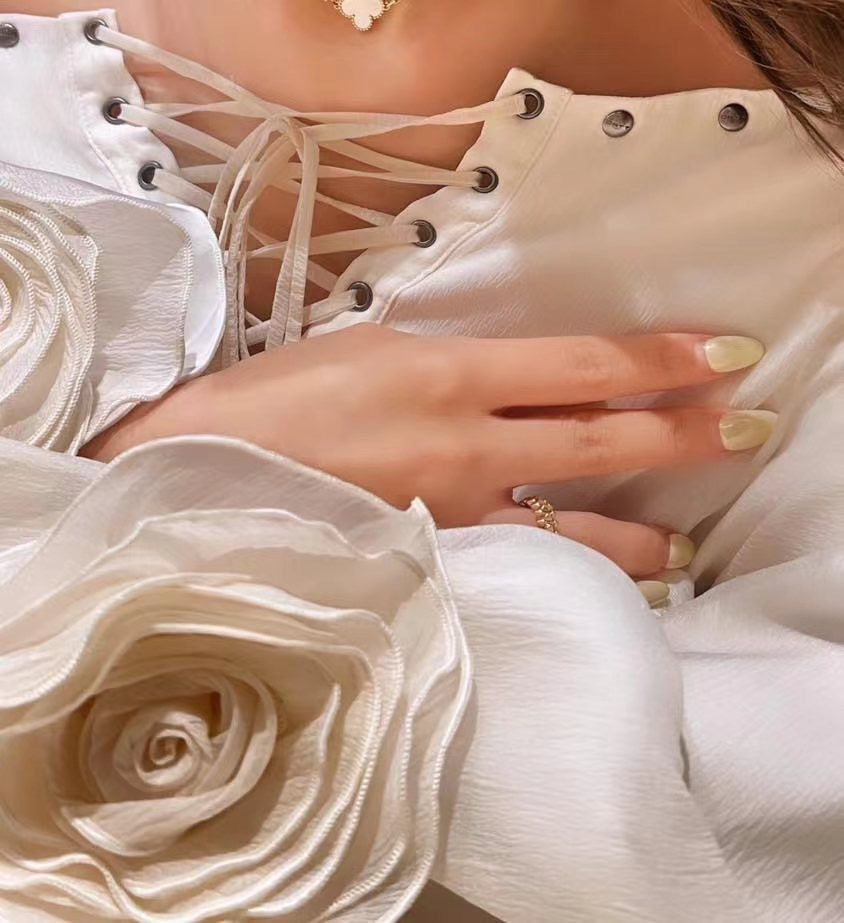 AIIZIE OFF-SHOULDER FLARED SLEEVE MINI SHIRT DRESS IN WHITE - product image