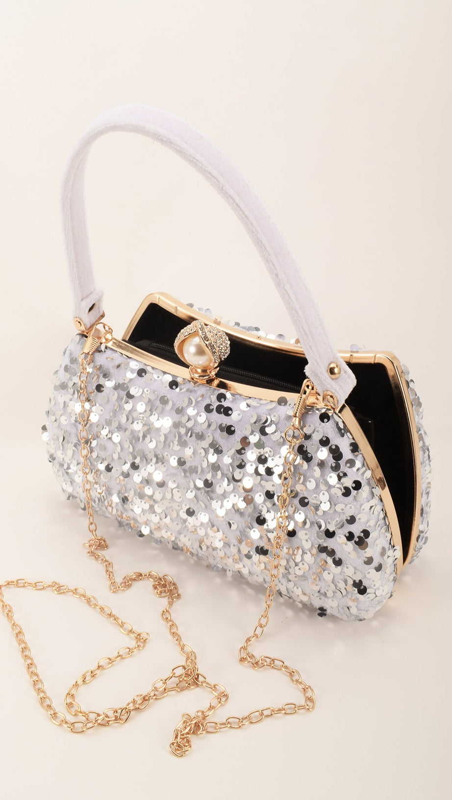 SOLID COLOR SEQUIN CLUTCH