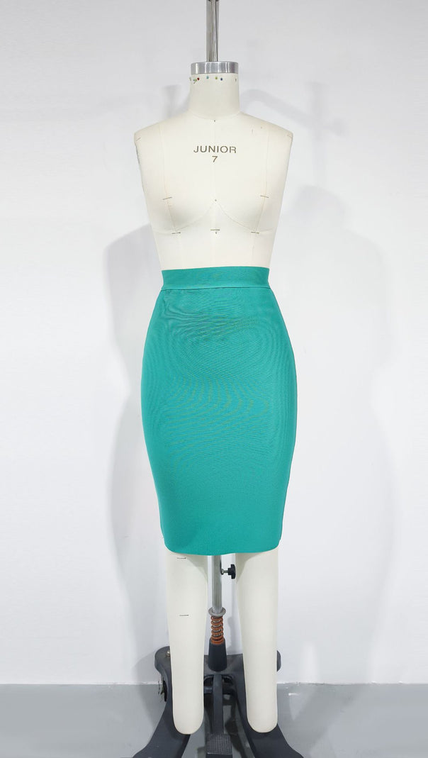 AIIZIE MINT GREEN KNITTED MIDI SKIRT - product image