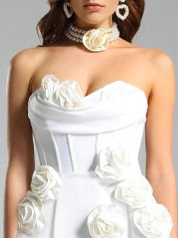 MINI ABITO CON BENDAGGI DECORATI CON FIORI 3D